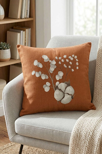 Cango Home Πορτοκαλί Βοτανικό Κάλυμμα Μαξιλαριού με Μποέμ Σχέδιο CGH1420