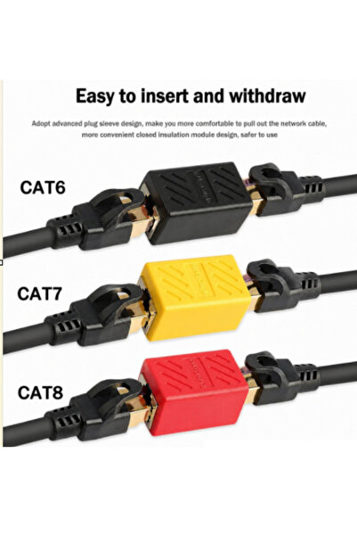 ANKTEK İnternet Kablosu Uzatma Aparatı Cat6 Cat7 Cat8 Rj45 Coupler 1 Gb (5 Adet)
