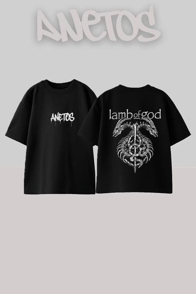 Anetos Μπλουζάκι Lambofgod Design με στάμπα στην πλάτη, βαμβακερό, μαύρο, ove...