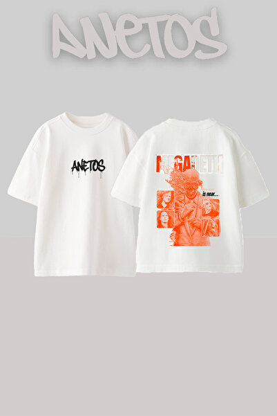 Anetos Μπλουζάκι Megadeth Skull Design με στάμπα στην πλάτη, βαμβακερό λευκό ...