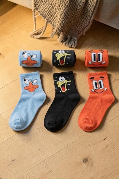Socks Stores 3 чифта цветни, шарени унисекс чорапи от мек памук с текстура, т...