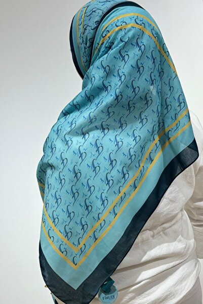 Firuze scarf Turquoise Pattern Blue Color Soft Shawl