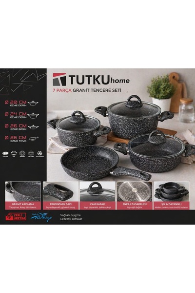 Tutku Home granit 7 parçalı tencere seti