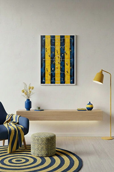 huhuli Huhu3121 Κίτρινο-Μπλε Ριγέ Γήπεδο Ποδοσφαίρου με Λευκό Πλαίσιο Στάδιο ...