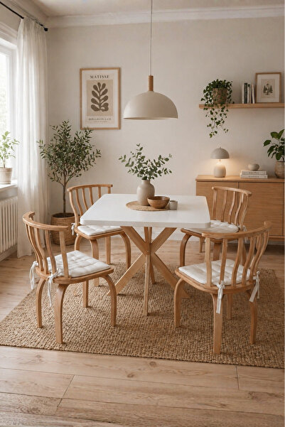 weltwood 4 Kişilik İskandinav Kare Masa ve 4 İtalyan Sandalye seti | %100 MDF...
