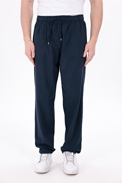 blayn jeans Erkek Lacivert Jogger Pantolon Beli Lastikli Bağcıklı %100 Pamuk ...