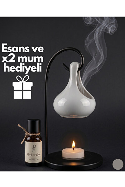 MyReal Modern Damla Tasarımlı Seramik Buhurdanlık Seti Askılı (Hediye Uçucu Y...