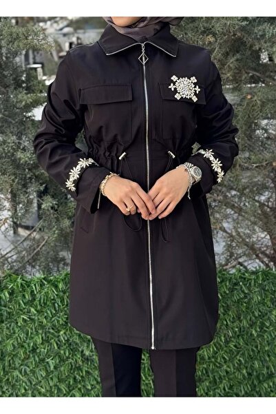 Aynaz 26Y140172 KAP BELİ LASTİKLİ İKİ CEPLİ KOL UCU VE TEK CEBİ TAŞLI SİYAH