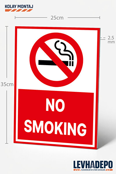 LEVHADEPO (SGR08) No Smoking (Sigara İçmek Yasaktır) Uyarı Levhası 25X35 Dekota