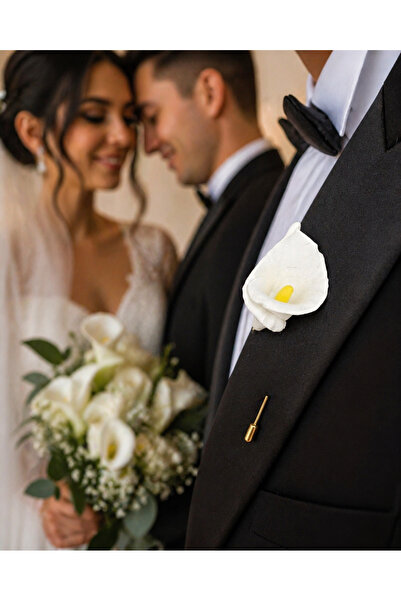 Damat bohçası El Yapımı Orkide Broş Yaka İğnesi – Düğün Nişan Damat Sadıç Aks...