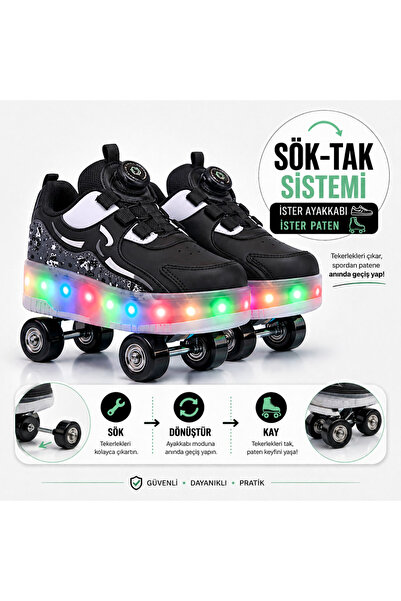 sepona PATENLİ IŞIKLI ORTOPEDİK SPOR AYAKKABISI 4 TEKERLEKLİ PATEN (ONN-OFF T...