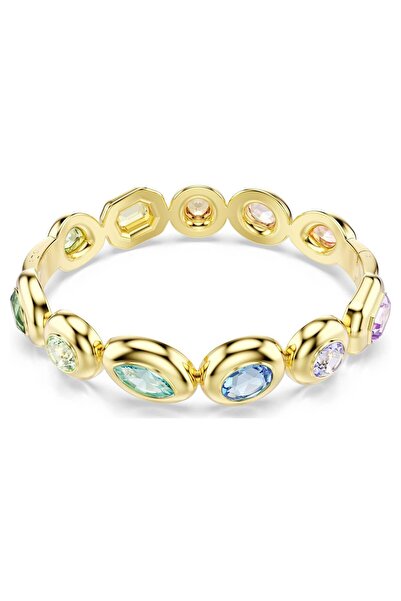 Swarovski سوار جيما بانجل متعدد الألوان مطلي بالذهب الساري مقاس L