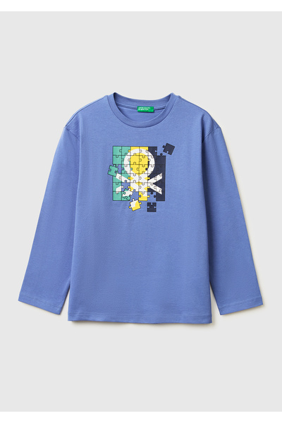 United Colors of Benetton Μακρυμάνικο μπλουζάκι Boy's Aviator με εμπριμέ λογό...