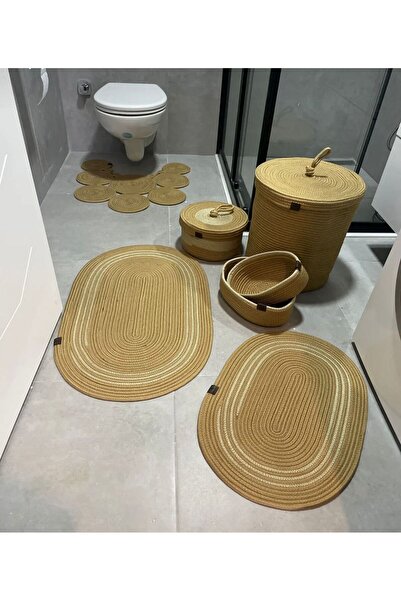 Generic Brand Straw Jute 6 Piece Bathroom Set