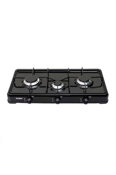 Floria Aragaz cu 3 arzătoare, alimentare cu butelie de gaz, negru, dimensiuni...