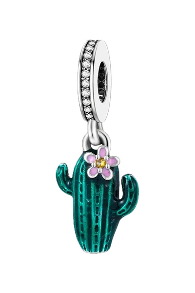 Fubena Floral Green Cactus Dangle Charm