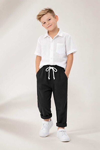 kidsense Boy's Muslin Fabric Shirt and Pants Set