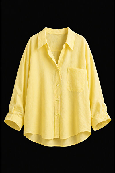 studio fashion 1988 Yellow Modal Oversize Drop Shoulder Relaxed Fit Shirt