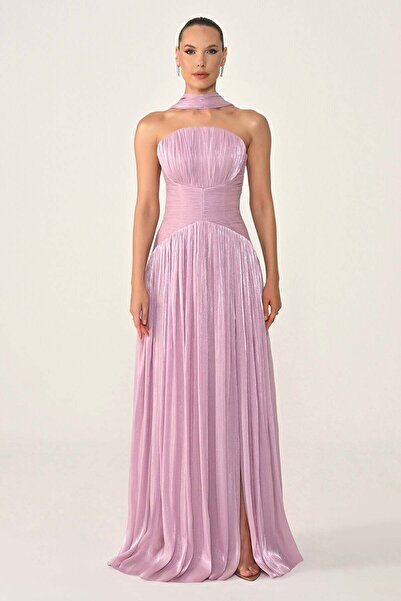 ALFABETA Strapless Chiffon Long Dress with Shawl as an Accessory 7424