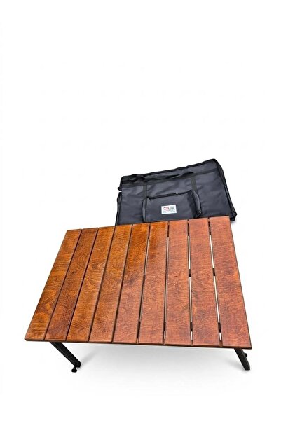 kampya Elite Series: 600 Denye Lüks Gürgen Ahşap Kamp Masası (60x90 cm) – 8 S...