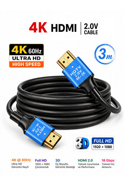 Vwin 4K HDMI 2.0 Kablo 3D Ultra HD 4K@60Hz 18 Gpbs Yüksek Hız ve Netlikte Ses...