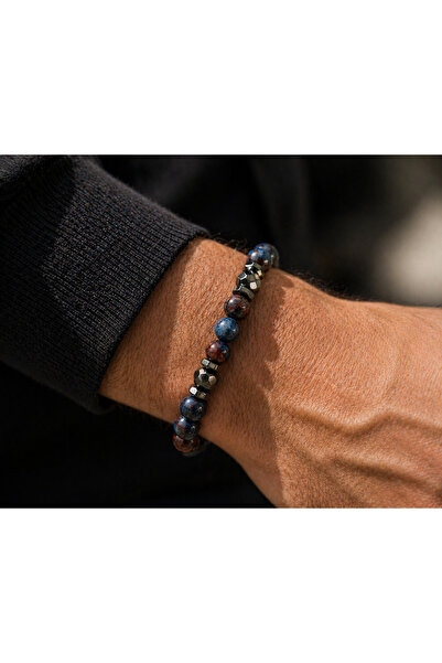 POYASE Men's Bracelet with Natural Stone Look & Elastic Design, Minimalist an...