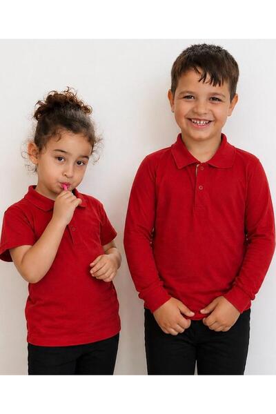 BAGİSTA BUTİK Unisex Children's Short-Sleeved Long-Sleeved Polo Collar T-Shirt