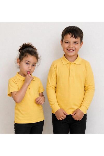 BAGİSTA BUTİK Unisex Children's Short-Sleeved Long-Sleeved Polo Collar T-Shirt
