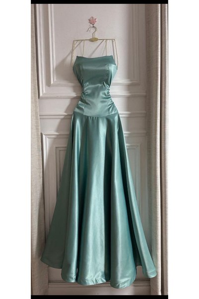 Areejstyle Royal Design Mint Satin Dress ✨