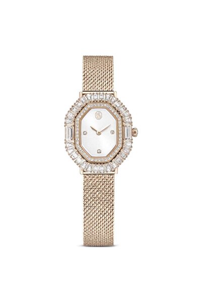 Swarovski Matrix Octagon Saat Metal Bileklik Altin Ton Şampanya Altin Rengi K...