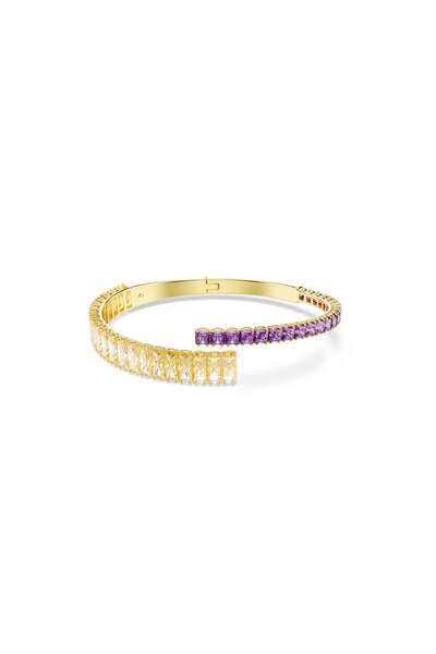 Swarovski سوار ماتريكس بانجل متعدد الألوان مطلي بالذهب الأصفر مقاس L