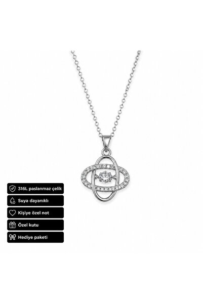 HER ŞEY NOTA www.herseynota.com Women's Double Ring Stone Detailed Necklace S...