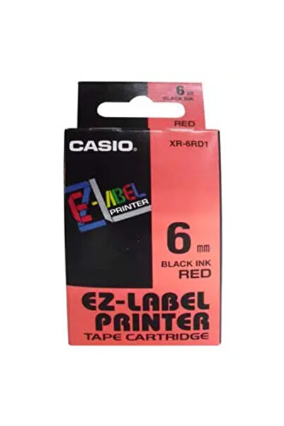 Casio Bandă originală pentru imprimantă de etichete, Casio, XR-6RD1, negru/ro...