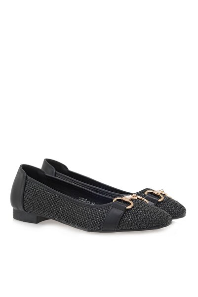 Exe Shoes Γυναικείες Γόβες -Μπαλαρίνες 39W-678 Μαύρο Ψάθα U139W678166G