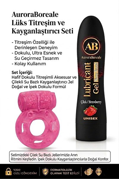 AuroraBoreale Premium Çilekli Kayganlaştırıcı Jel Titreşimli Aksesuar Hediyeli