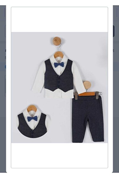 Utku Butik Papyonlu Efe Yelekli Gömlek Yaka Pamuklu Erkek Bebek Takım