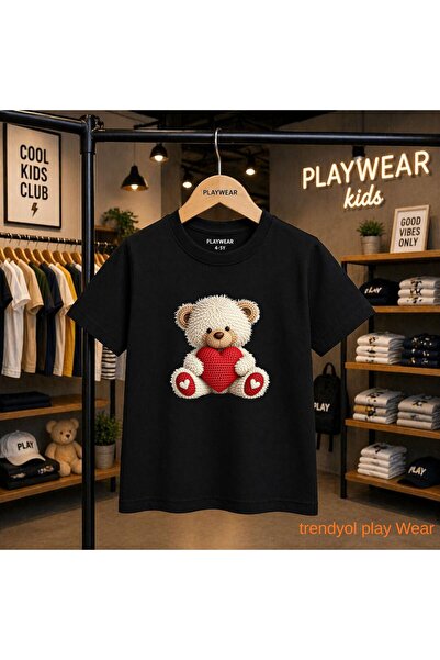 playwear Tricou unisex pentru copii 100% imprimat cu Pati Kalp Bear, pentru v...