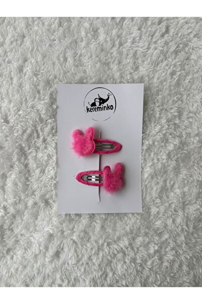 Kereminko Bebek Baby Girl & Child Rabbit Plush Snap Buckle Set