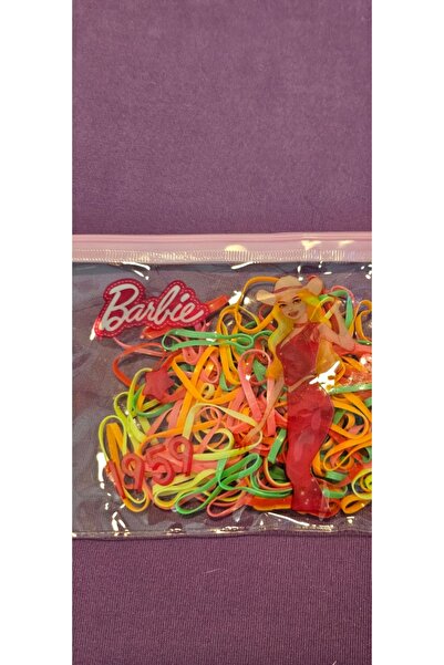 NO BRAND Colorful hair clips in a barbie-themed clear bag.