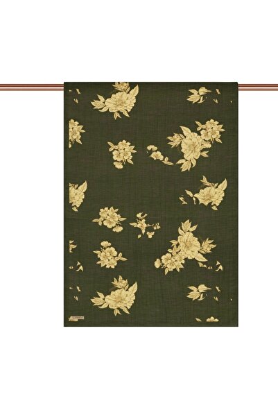 ipekevi Khaki Green Acacia Patterned Tencel Shawl