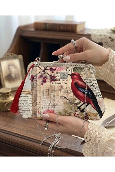 Home 25x15 cm ölçülerinde Dokuma Keten Vintage Desen Zincir detaylı %100 El Y...