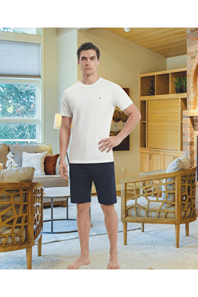 Alcteks Men's Pajama Set 100% Cotton Short Sleeve with Shorts Top and Bottom Set