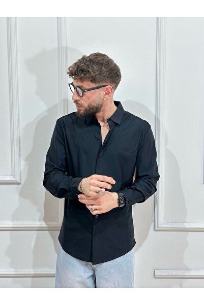 Urban Collection Urbancollection μαύρο εφαρμοστό πουκάμισο
