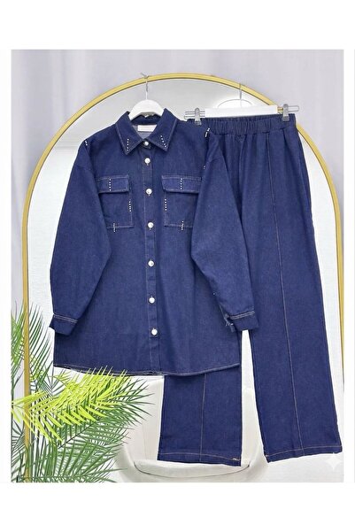 YILMAZBARMAZ Buttoned Denim Shirt Double Suit Set
