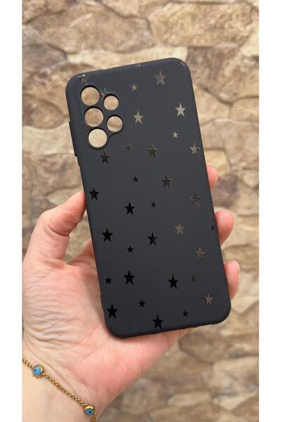 Vip Case Samsung Galaxy A13 Uyumlu Mini Siyah Yıldız Desenli Silikon Darbe Em...