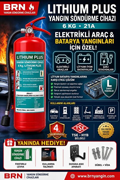 BRN ELEKTRİKLİ ARAÇLAR İÇİN 6 KG LİTHİUM İYON BATARYA YANGIN SÖNDÜRME CİHAZI