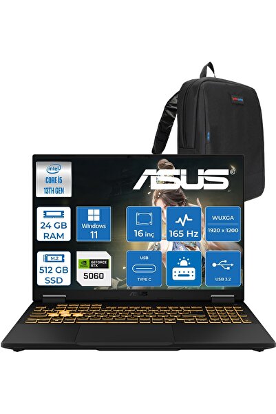 ASUS Tuf Gaming F16 FX608JM Intel® Core™ I5 13450HX 24GB Ddr5 512GB SSD RTX50...