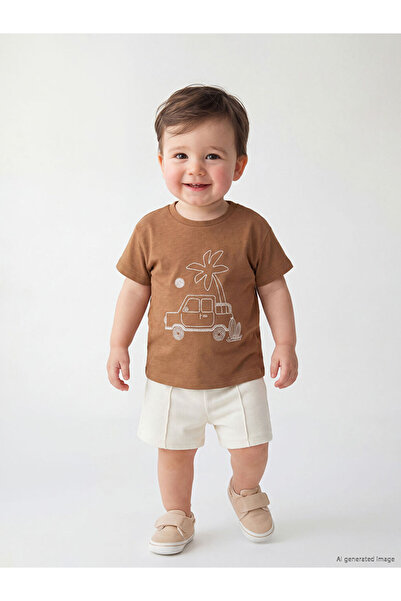LC Waikiki Esvab • Modern & Distinctive Printed Baby Boy T-Shirt and Shorts Set