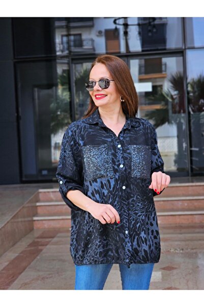 Felix Butik FELİX14873 Etek Ucu Bağlamalı Payetli Leopar Desenli Siyah İthal ...