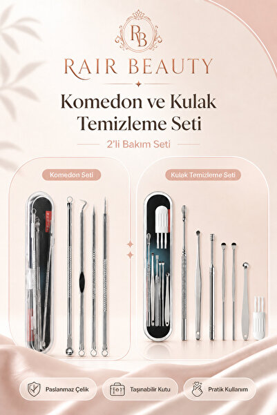 RAİR BEAUTY 4'lü ,Komedon,Akne Temizleyici Set ve Kulak Temizleme Seti İkisi ...